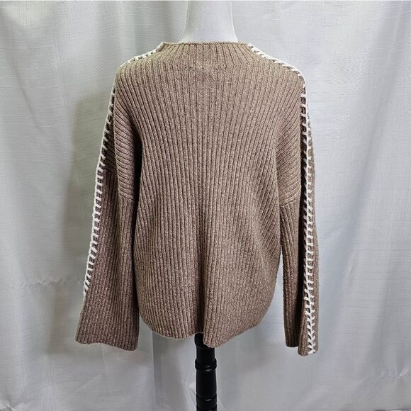 Halogen Tan Thread Detail Chunky Knit Sweater Size Large - Picture 6 of 10